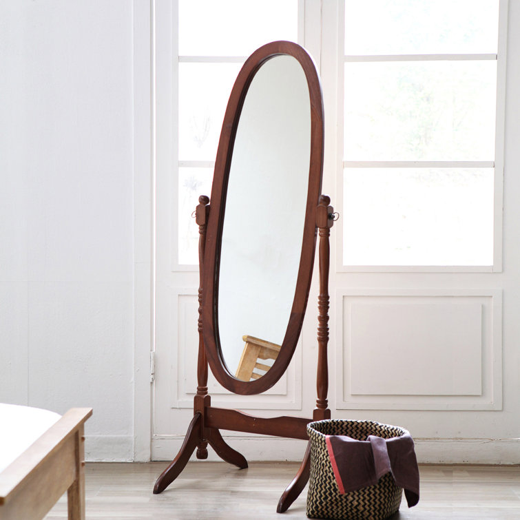 Charlton Home® Birkhild Oval Wood Floor Mirror & Reviews | Wayfair